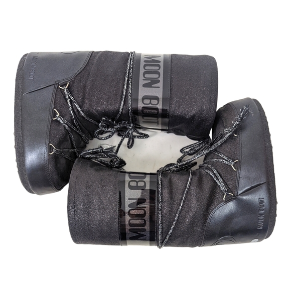 Tecnica Original Moon Boots Black Glitter Women's 35 / 38 Tall Lace Up - Picture 4 of 15